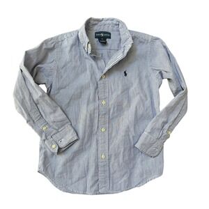 Polo Ralph Lauren Boys Size 6 Blue And White Striped Button Down Dress Shirt
